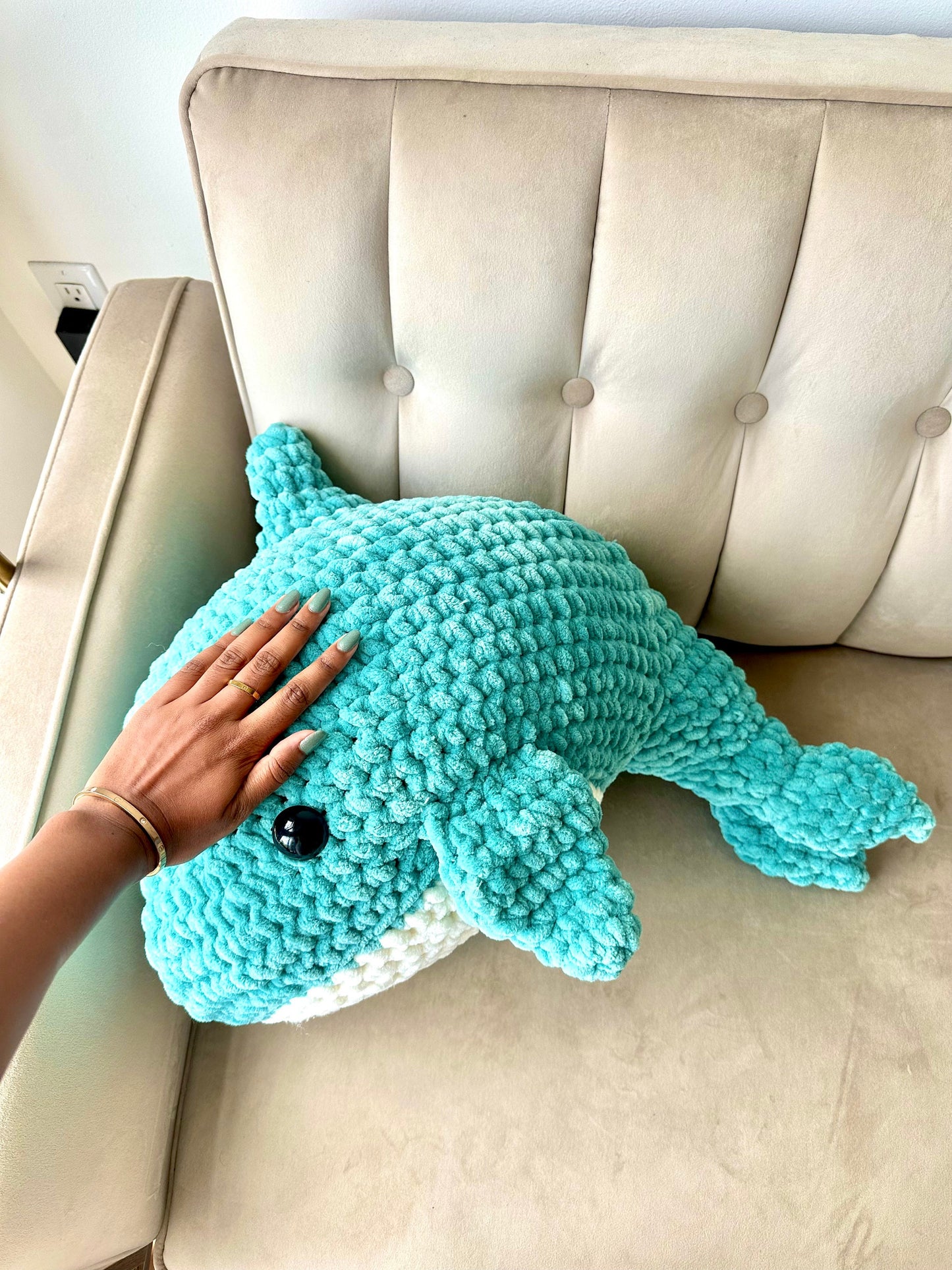 JUMBO Amigurumi Dolphin Plushie, Unique Decor