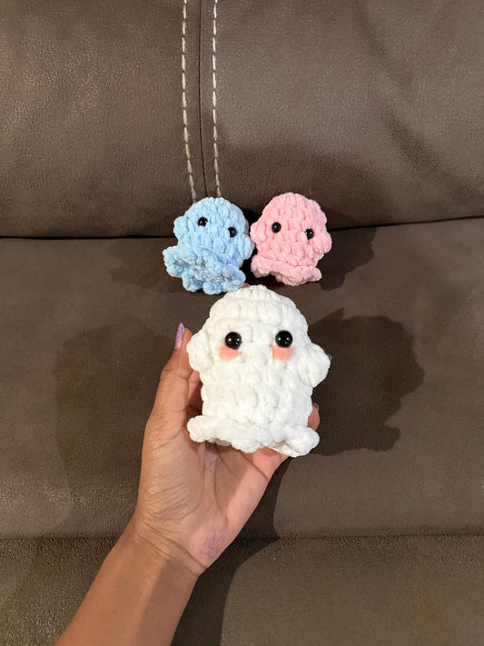 Crochet Ghost Plushie, Super Soft Halloween Stuffed Animal