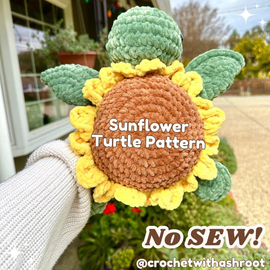 Sunflower Turtle No Sew Crochet Pattern | Amigurumi, Plushie