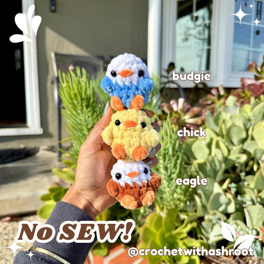 Tiny Pocket Bird Crochet Pattern, 15 in 1 No Sew Amigurumi (PDF Pattern)
