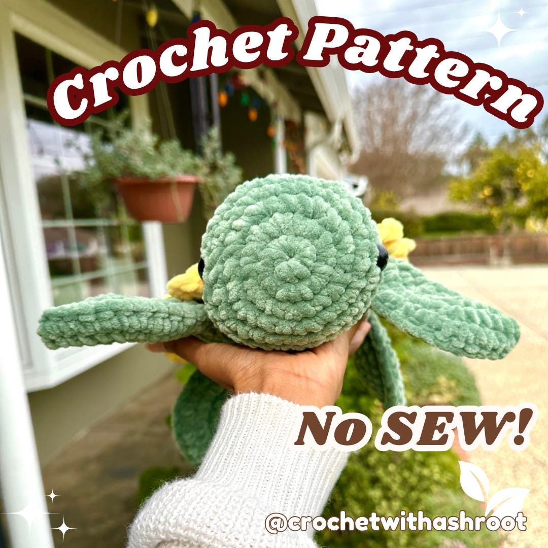 Sunflower Turtle No Sew Crochet Pattern | Amigurumi, Plushie