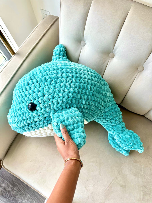 JUMBO Amigurumi Dolphin Plushie, Unique Decor