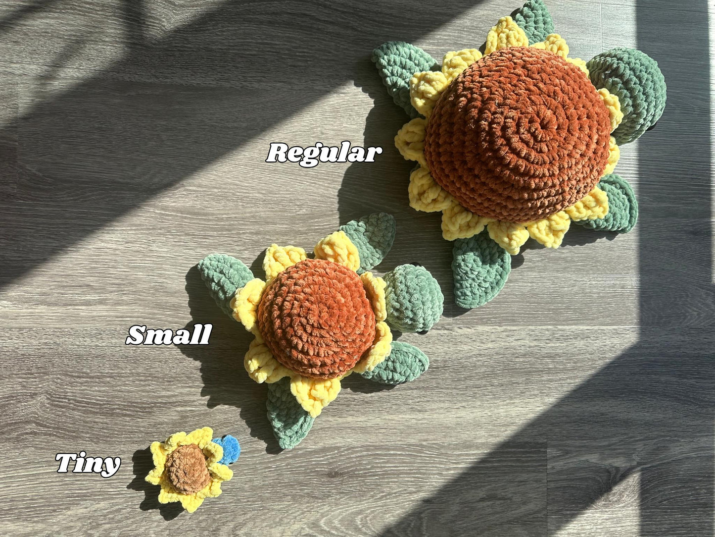 Customizable Tiny Sunflower Turtle Plushie, Amigurumi Decor
