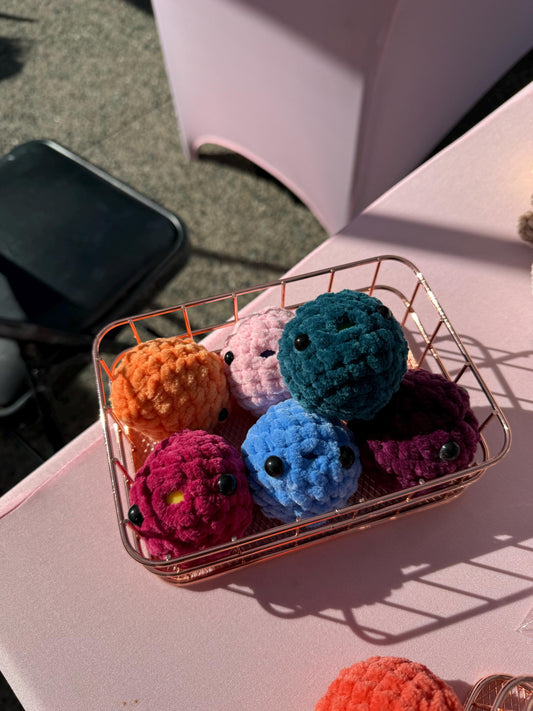 Customizable Crochet Plush Stress Ball – Amigurumi Backpack Decor