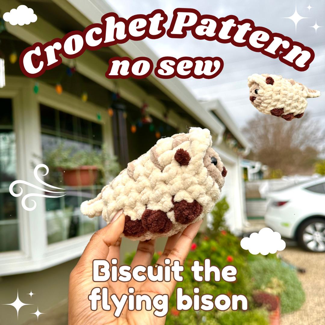 Biscuit the Flying Bison Crochet Pattern, Amigurumi PDF, Video Tutorial, Variety Guide