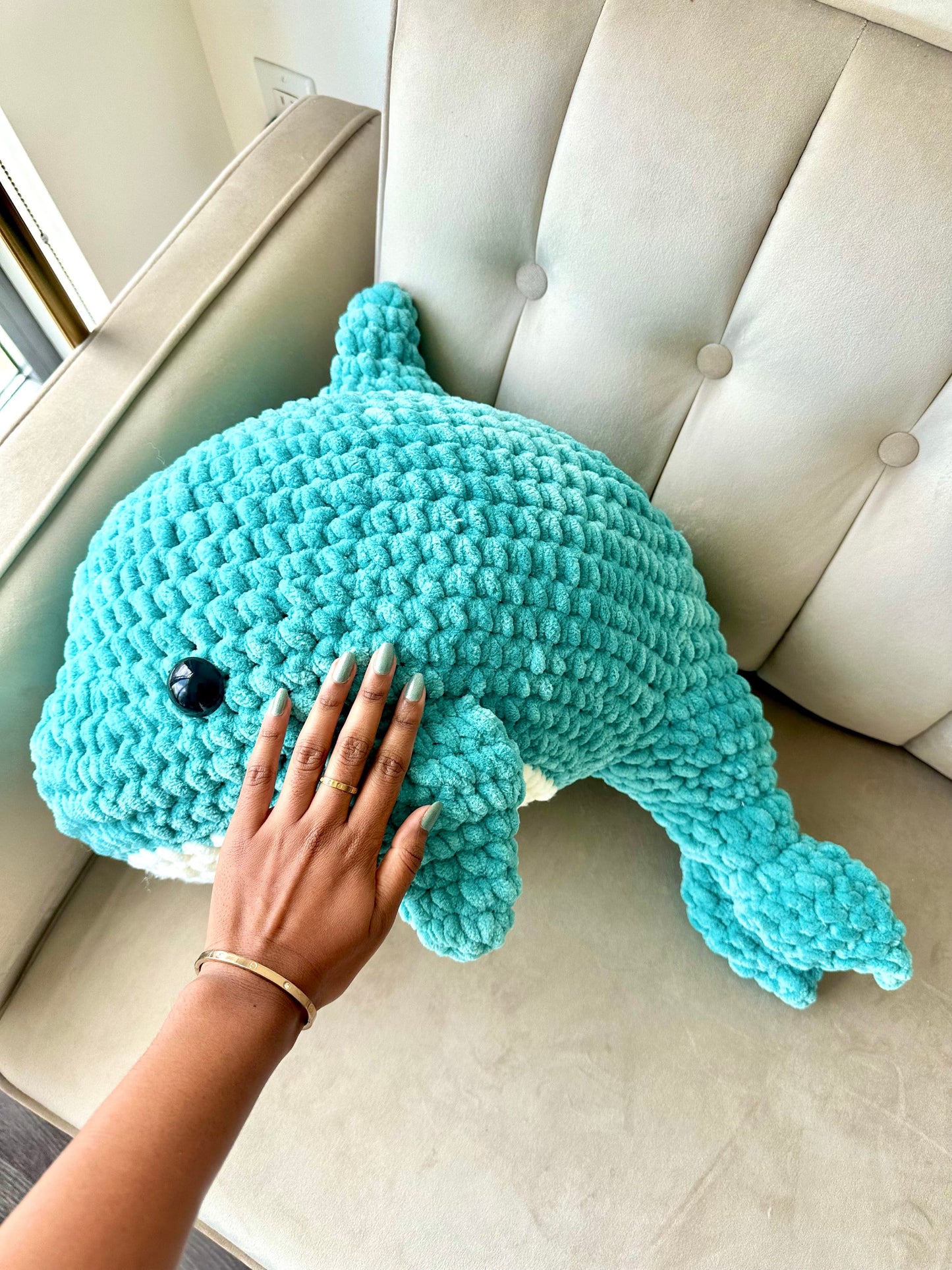 JUMBO Amigurumi Dolphin Plushie, Unique Decor