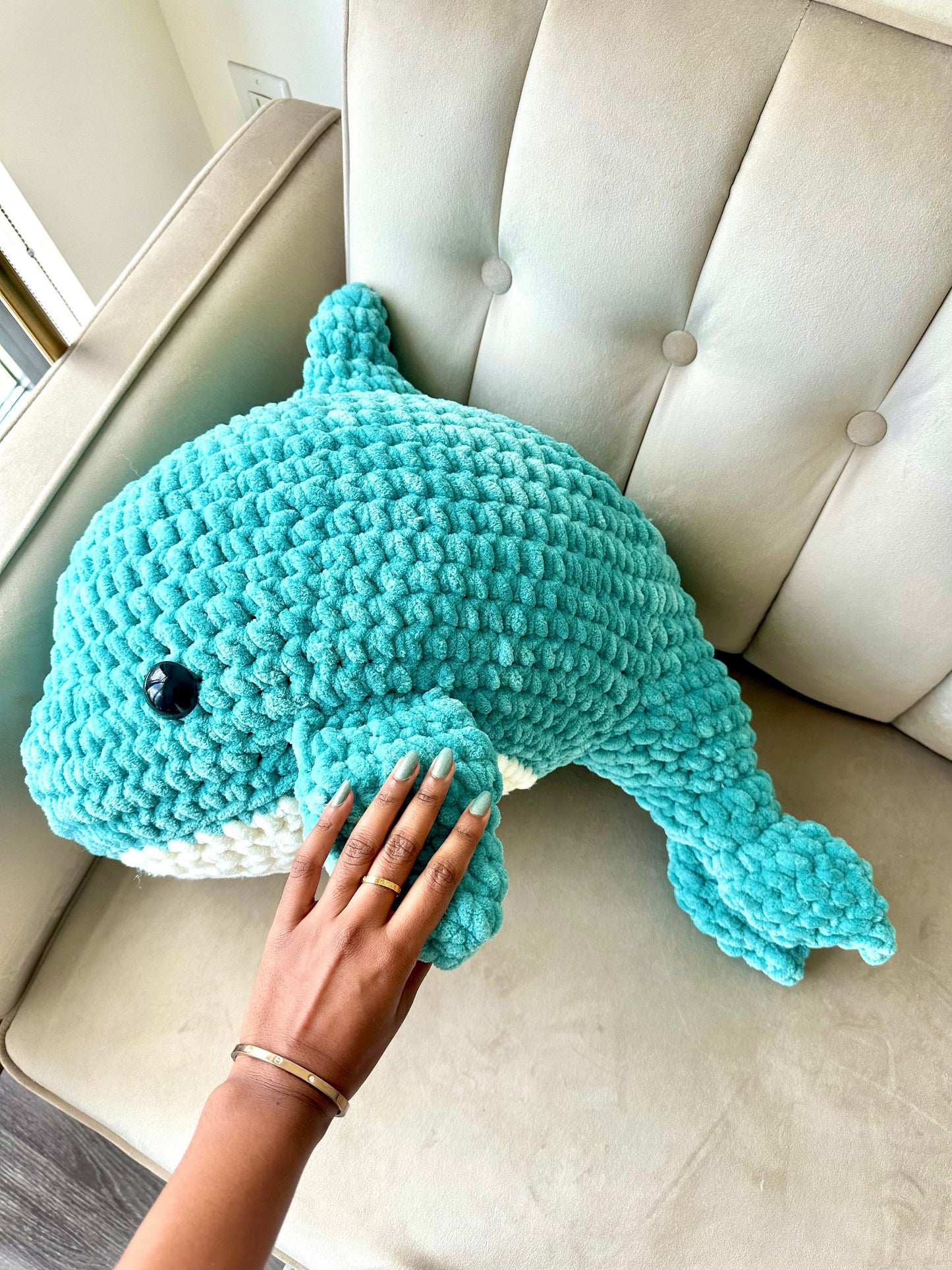JUMBO Amigurumi Dolphin Plushie, Unique Decor