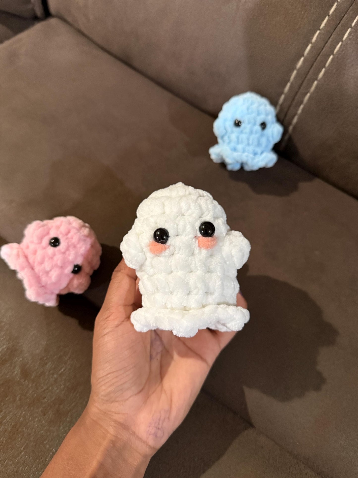 Crochet Ghost Plushie, Super Soft Halloween Stuffed Animal