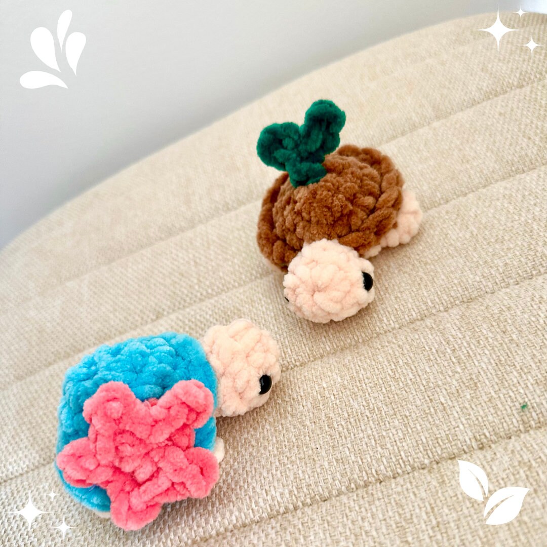 No Sew Crochet Pattern: Pocket Turtle Plushie with Video