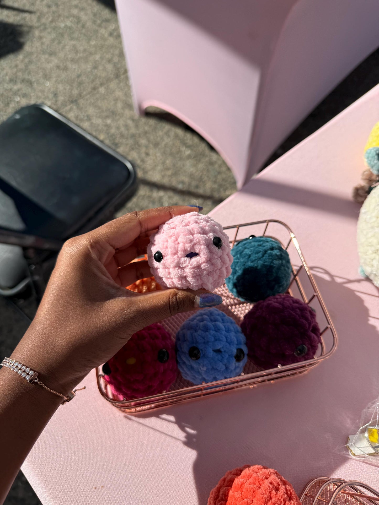 Customizable Crochet Plush Stress Ball – Amigurumi Backpack Decor