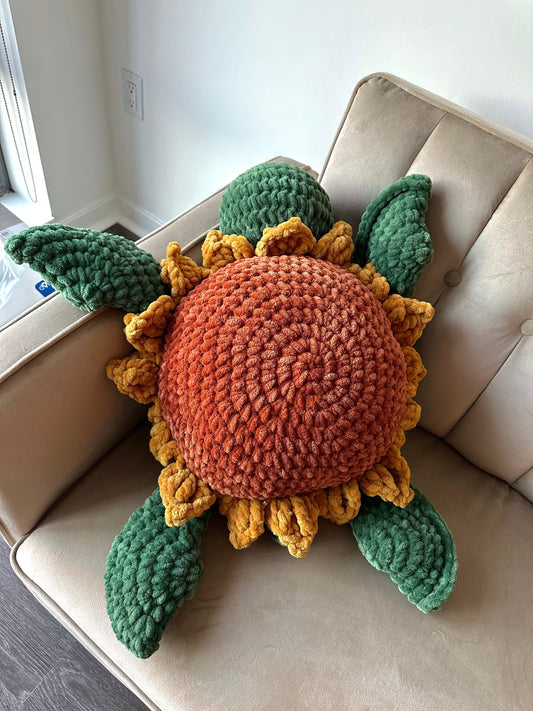 HUGE Crochet Sunflower Turtle Plushie, Amigurumi Decor