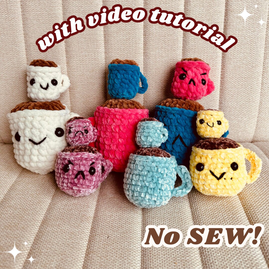 No Sew Coffee Mug Crochet Pattern with Video Tutorial