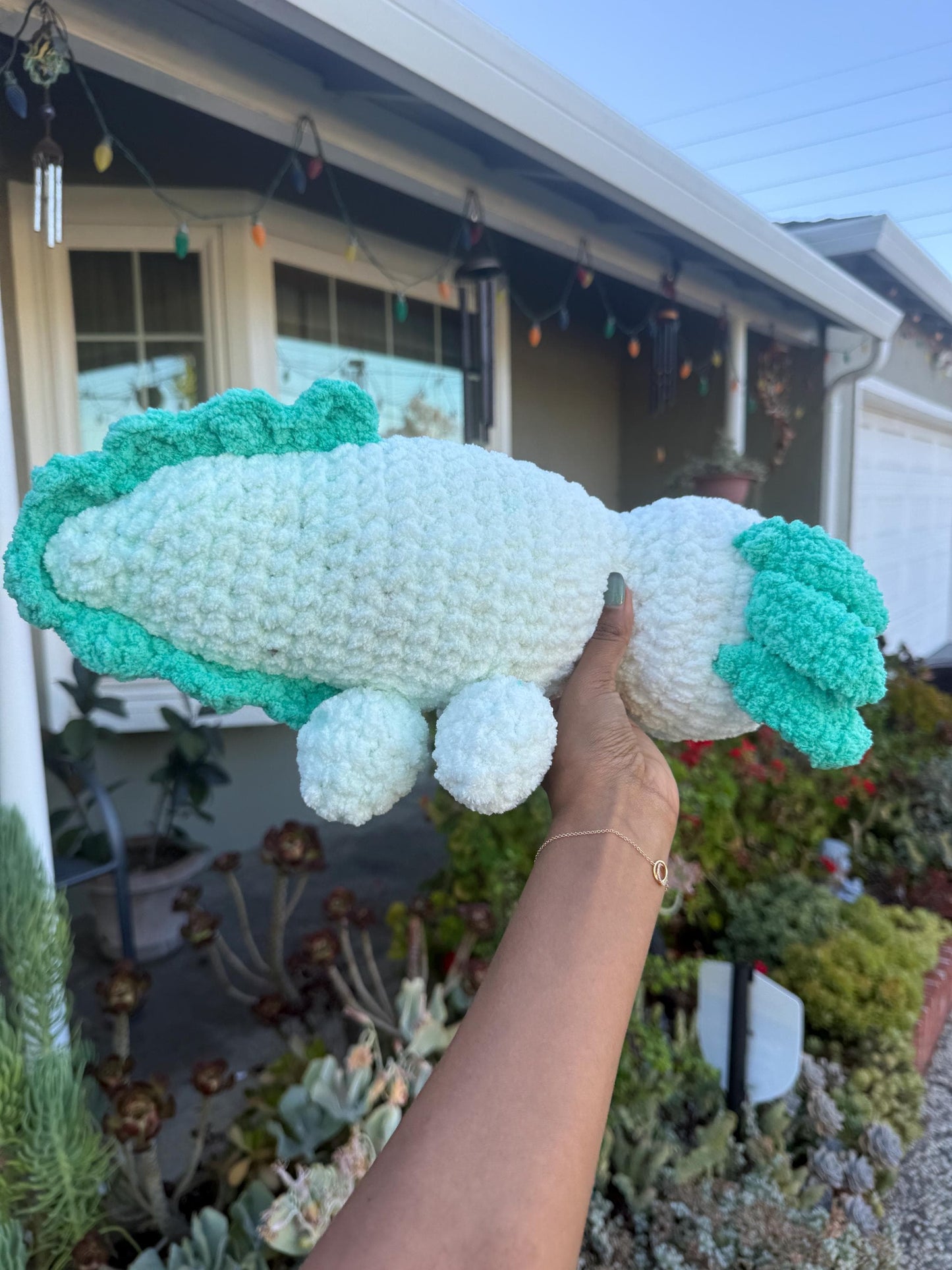 Jumbo Amigurumi Axolotl Plushie, Unique Decor