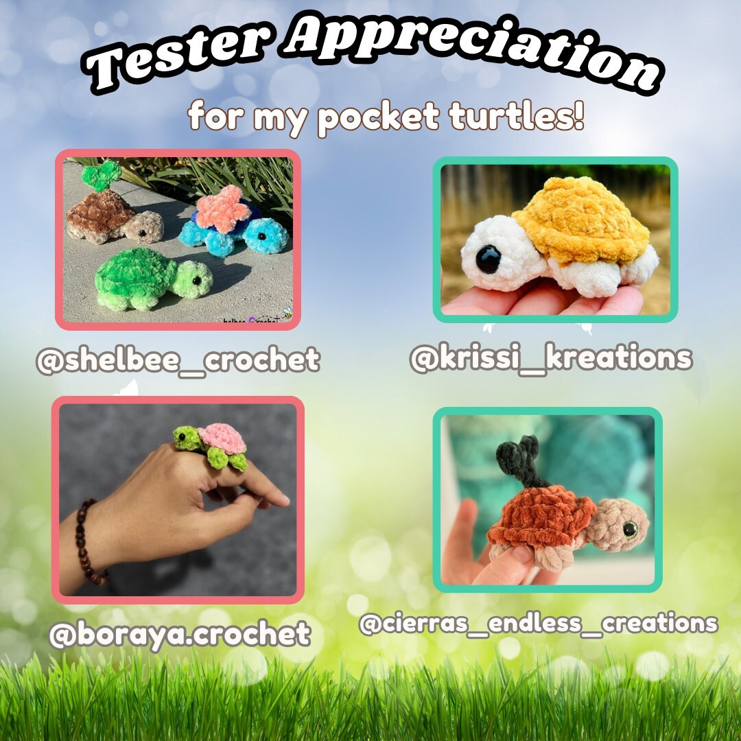 No Sew Crochet Pattern: Pocket Turtle Plushie with Video