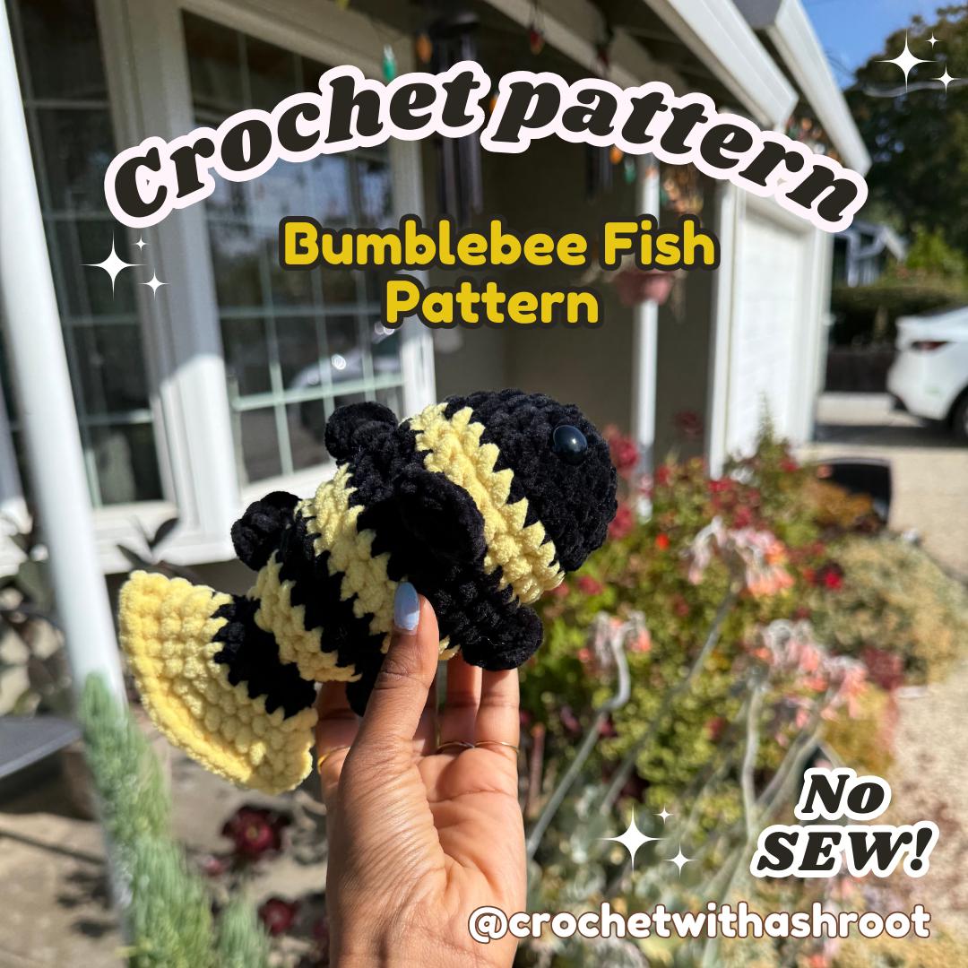 Bumblebee Fish Amigurumi Crochet Pattern: No Sew (US Notation)