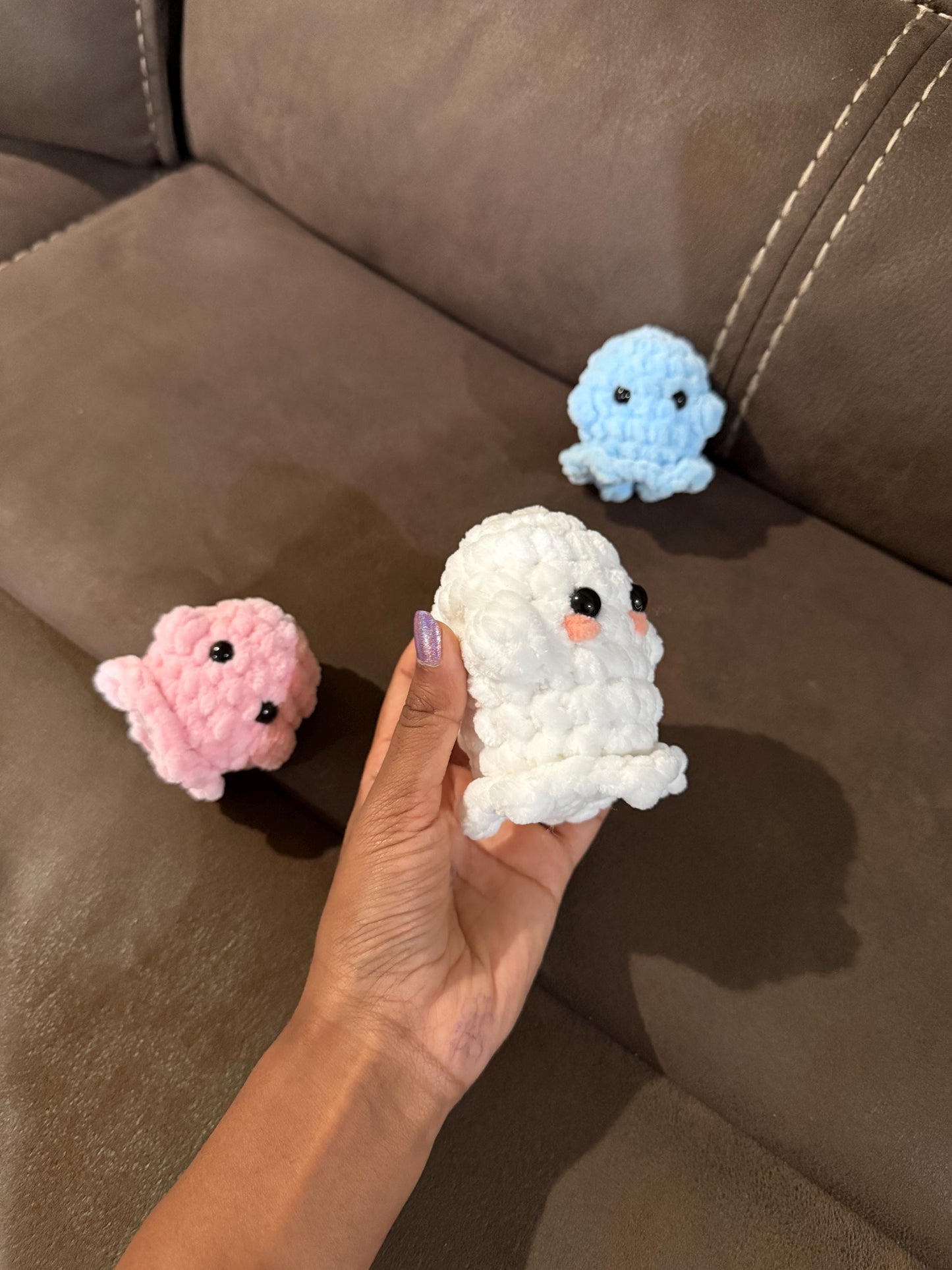 Crochet Ghost Plushie, Super Soft Halloween Stuffed Animal