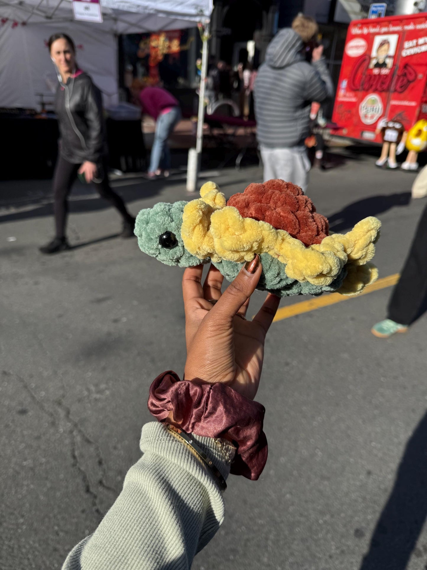 Chunky Crochet Sunflower Turtle Plushie, Vibey Decor