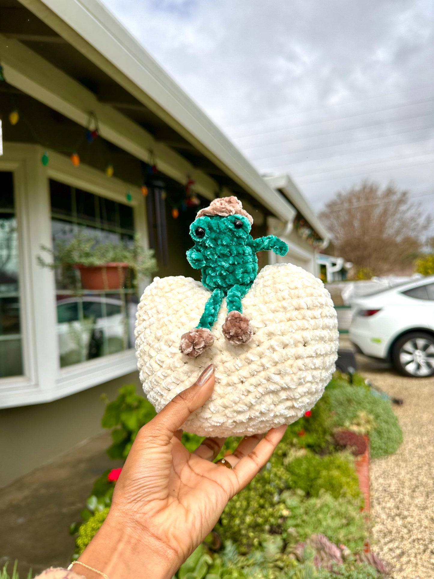 Space Cowboy Frog Plushie, Amigurumi Cloud Decor