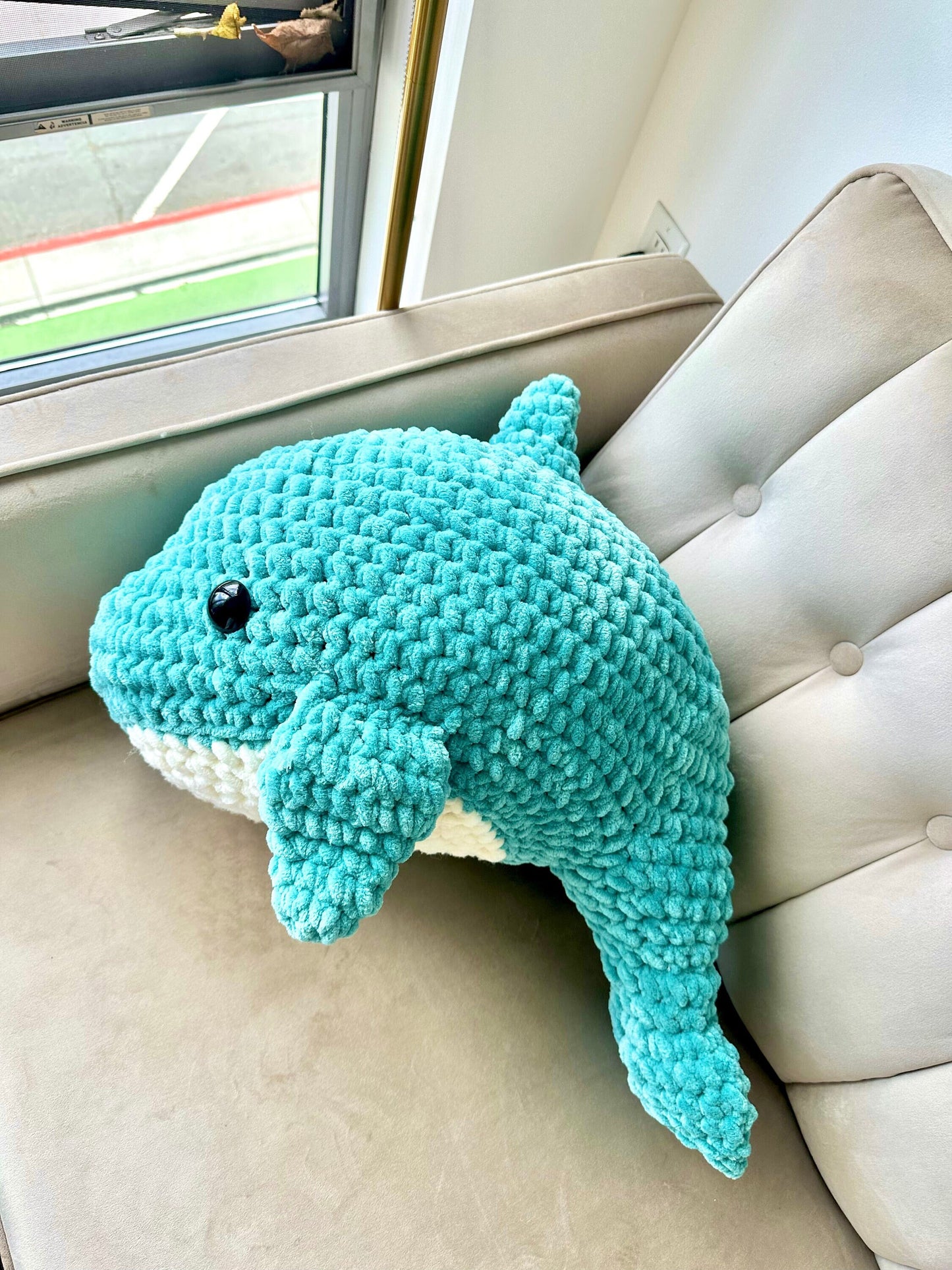 JUMBO Amigurumi Dolphin Plushie, Unique Decor