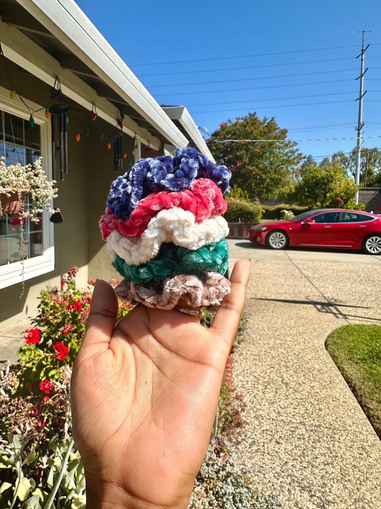 Handmade Velvet Crochet Scrunchie, Customizable Hair Accessory