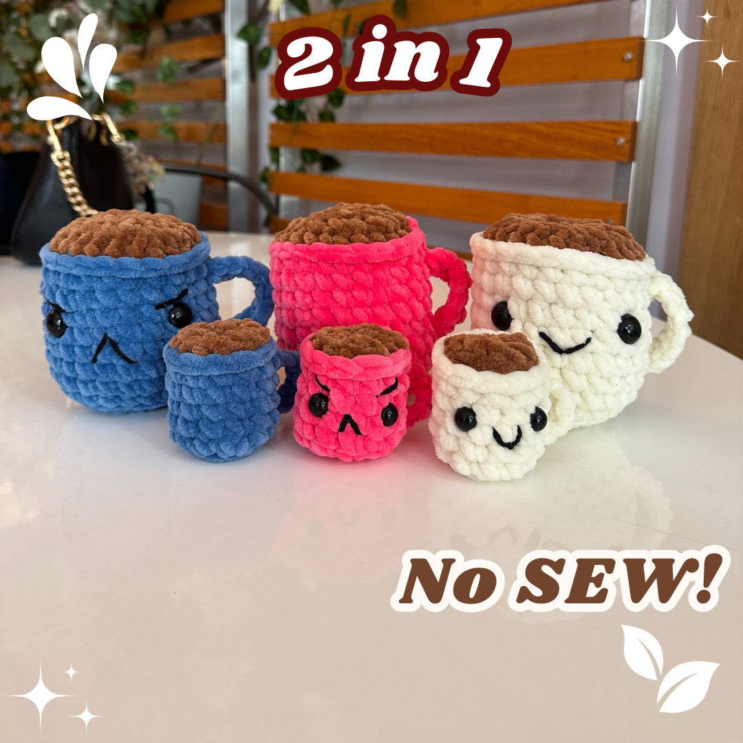 No Sew Coffee Mug Crochet Pattern with Video Tutorial