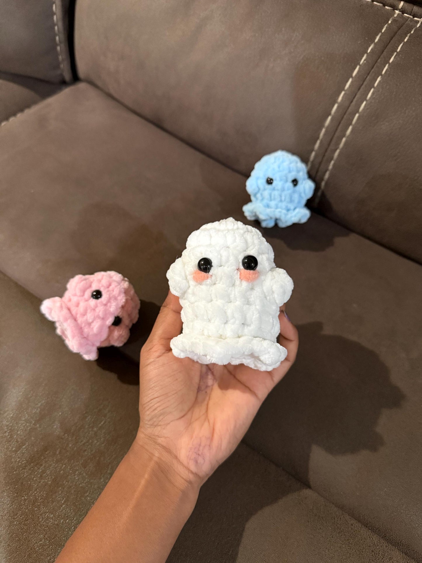 Crochet Ghost Plushie, Super Soft Halloween Stuffed Animal