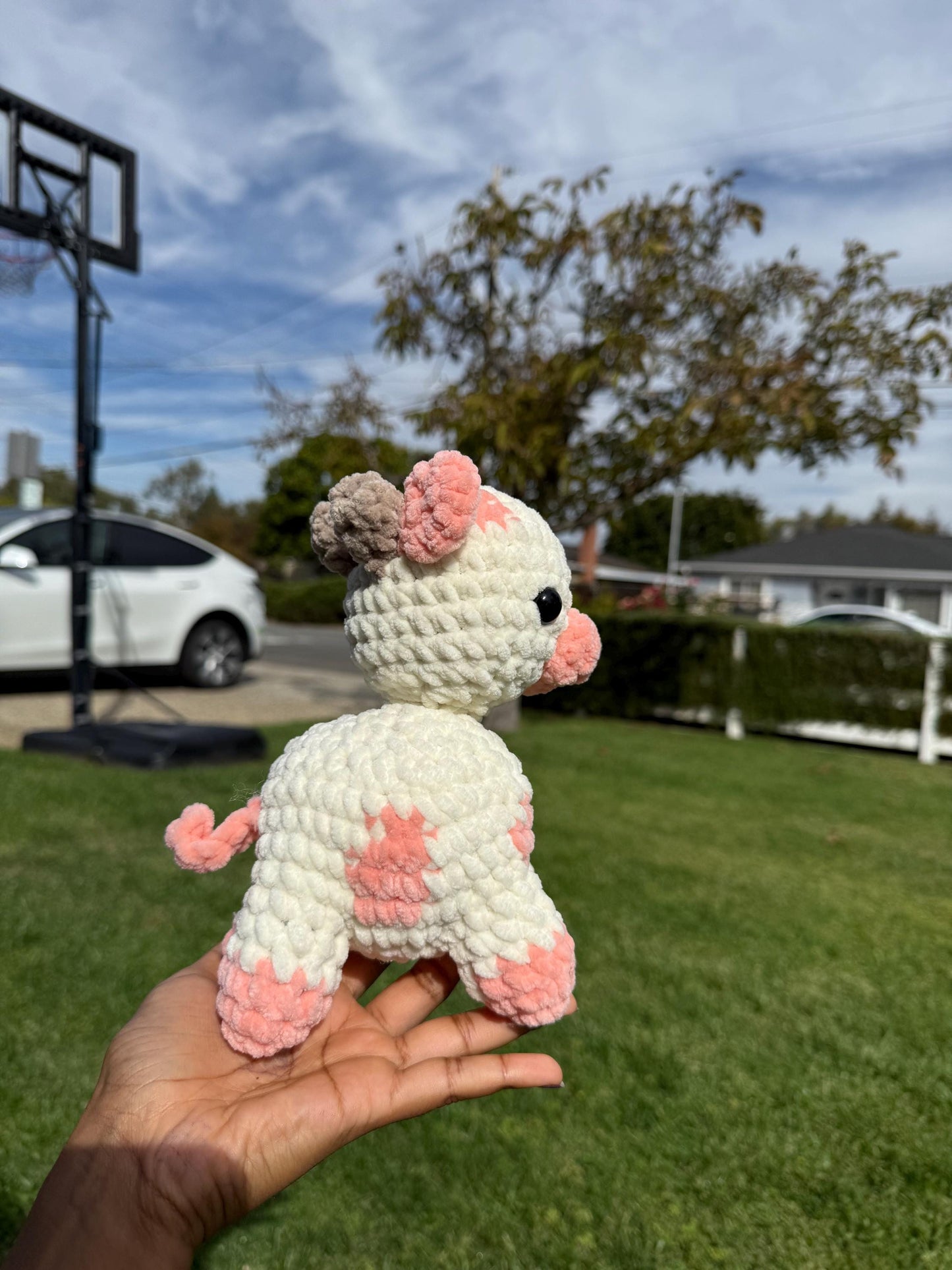 Customizable Crochet Cow Plushie, Soft Stuffed Animal