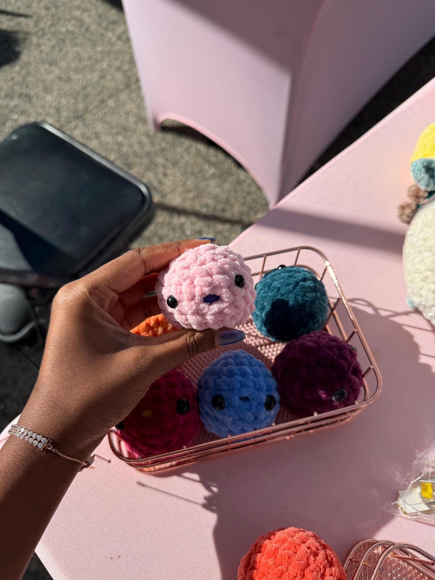 Customizable Crochet Plush Stress Ball – Amigurumi Backpack Decor