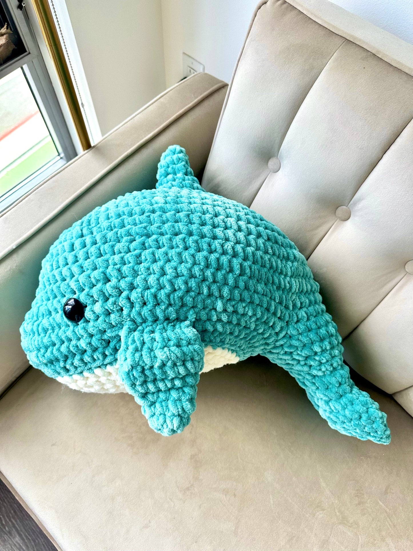 JUMBO Amigurumi Dolphin Plushie, Unique Decor