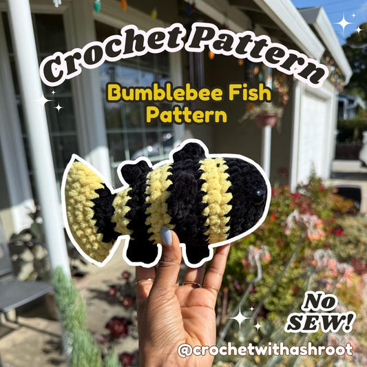 Bumblebee Fish Amigurumi Crochet Pattern: No Sew (US Notation)