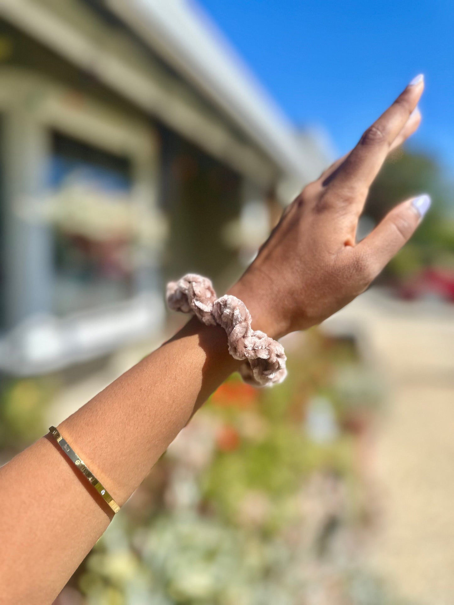 Handmade Velvet Crochet Scrunchie, Customizable Hair Accessory