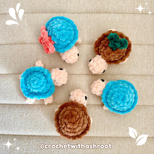 No Sew Crochet Pattern: Pocket Turtle Plushie with Video