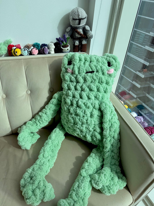 HUGE Jumbo Crochet Leggy Froggy Plushie, Amigurumi Decor, Frog, Large Plushie, Couch Decor, Couch Pillow