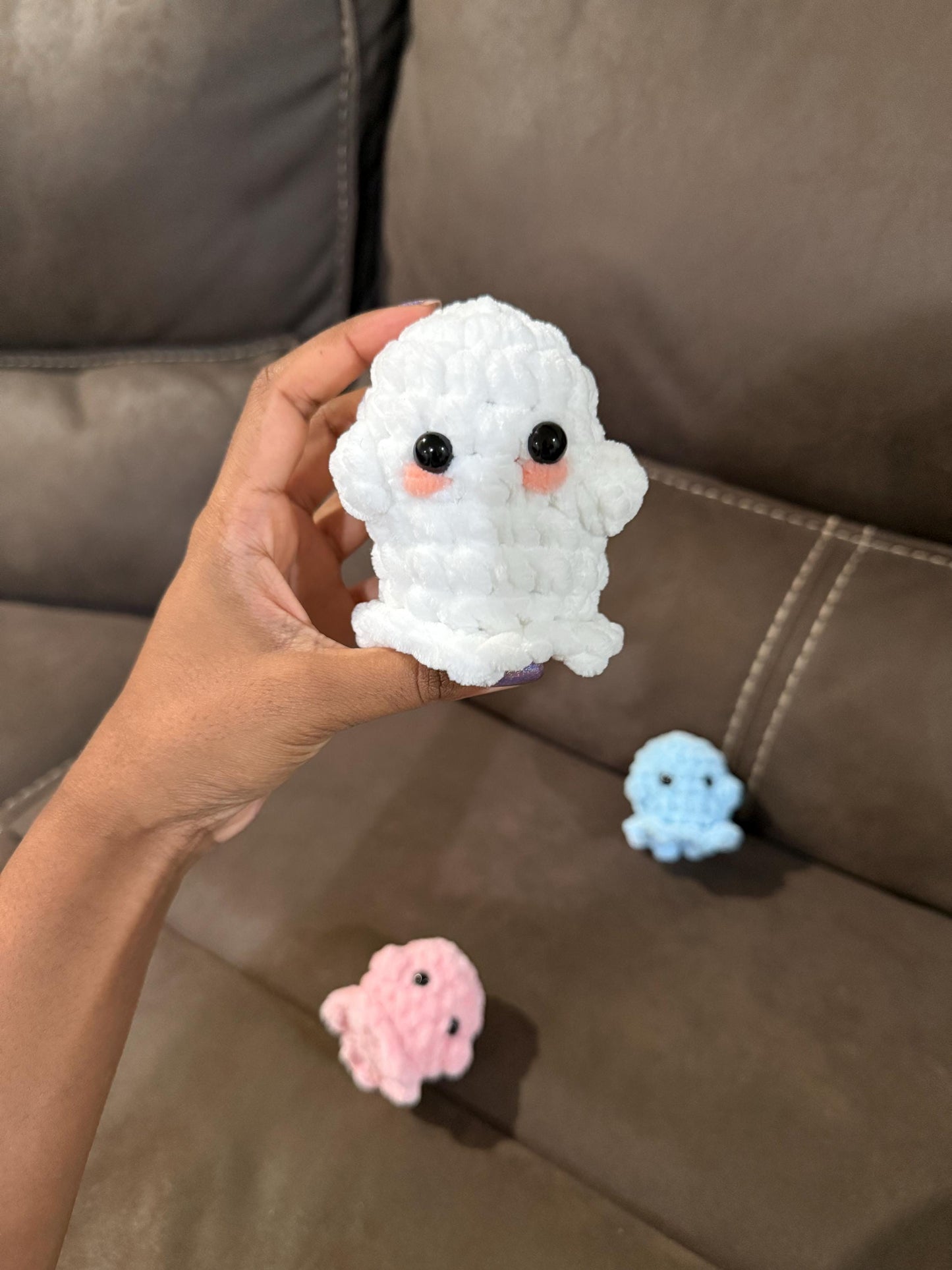 Crochet Ghost Plushie, Super Soft Halloween Stuffed Animal