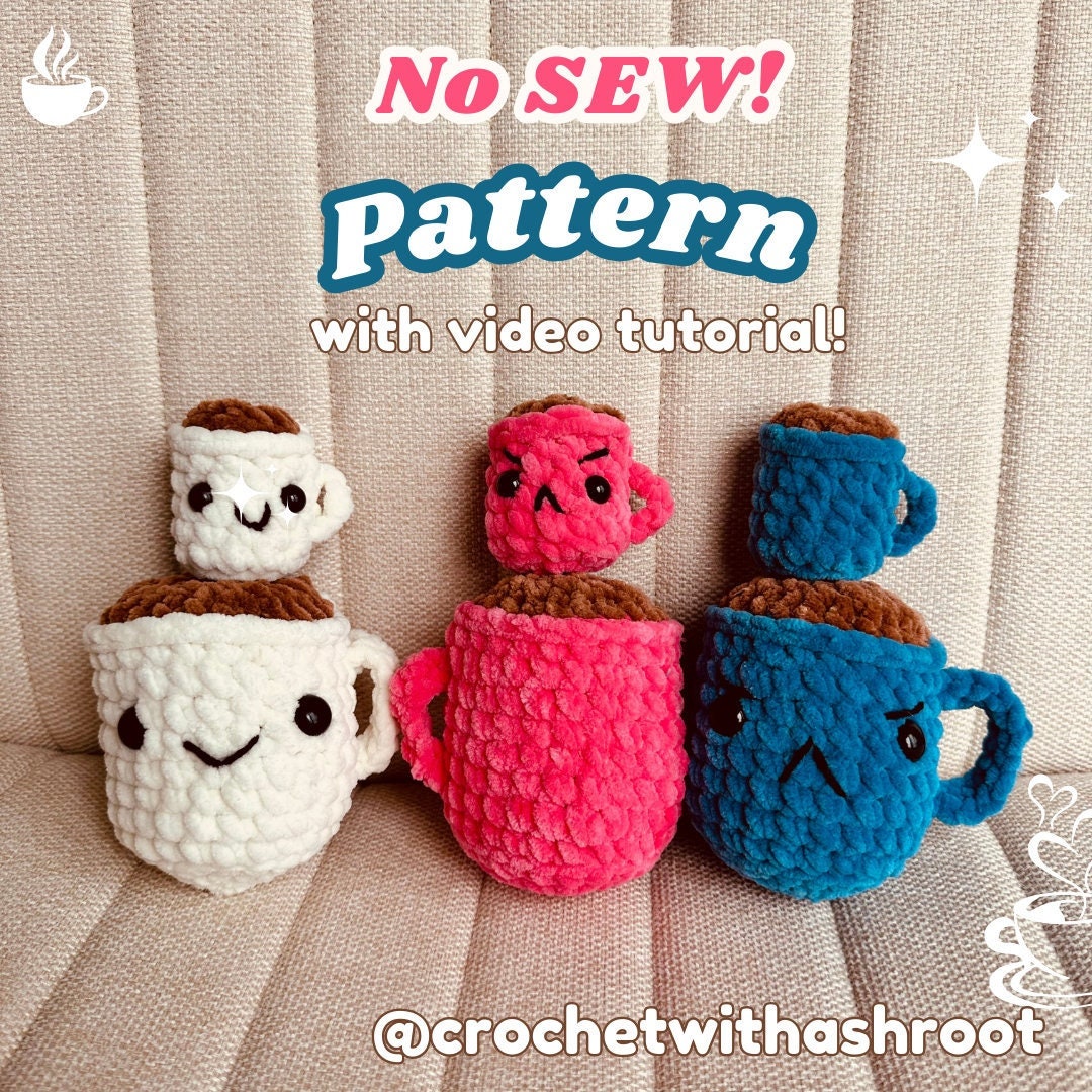 No Sew Coffee Mug Crochet Pattern with Video Tutorial