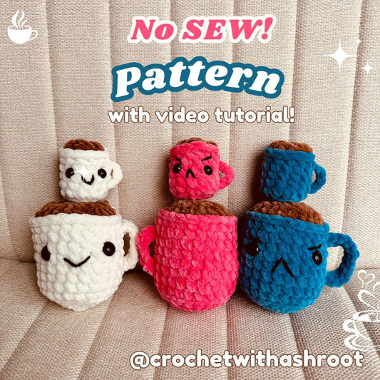 No Sew Coffee Mug Crochet Pattern with Video Tutorial