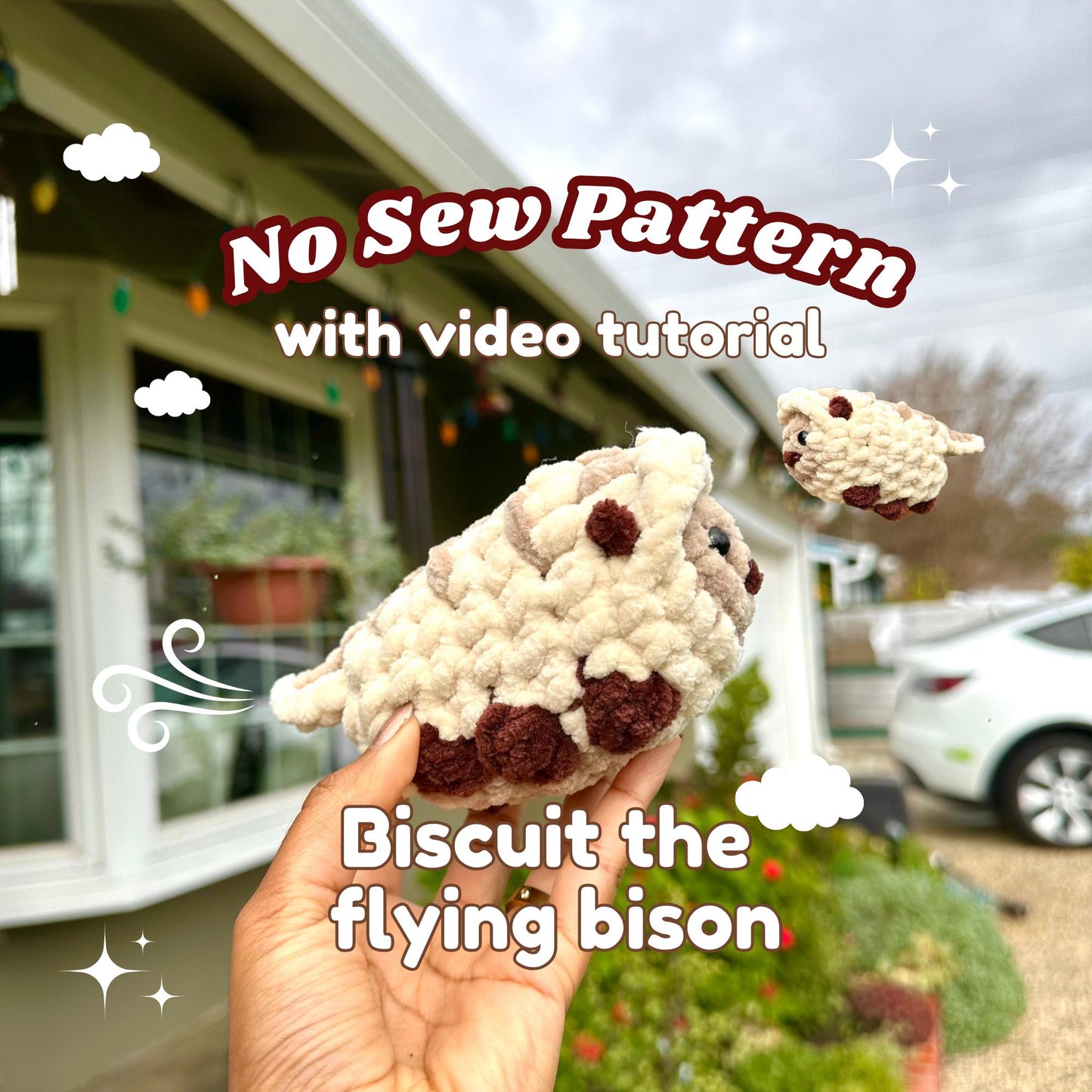 Biscuit the Flying Bison Crochet Pattern, Amigurumi PDF, Video Tutorial, Variety Guide