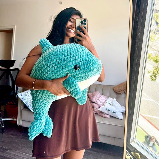 JUMBO Amigurumi Dolphin Plushie, Unique Decor