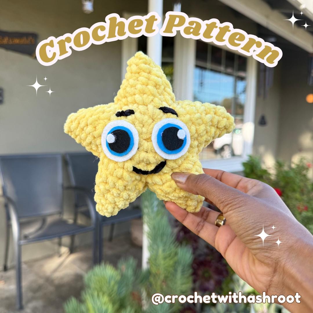 Star and Moon Plushie Crochet Pattern | No Sew | Easy Beginner Project + Felt Eyes Guide