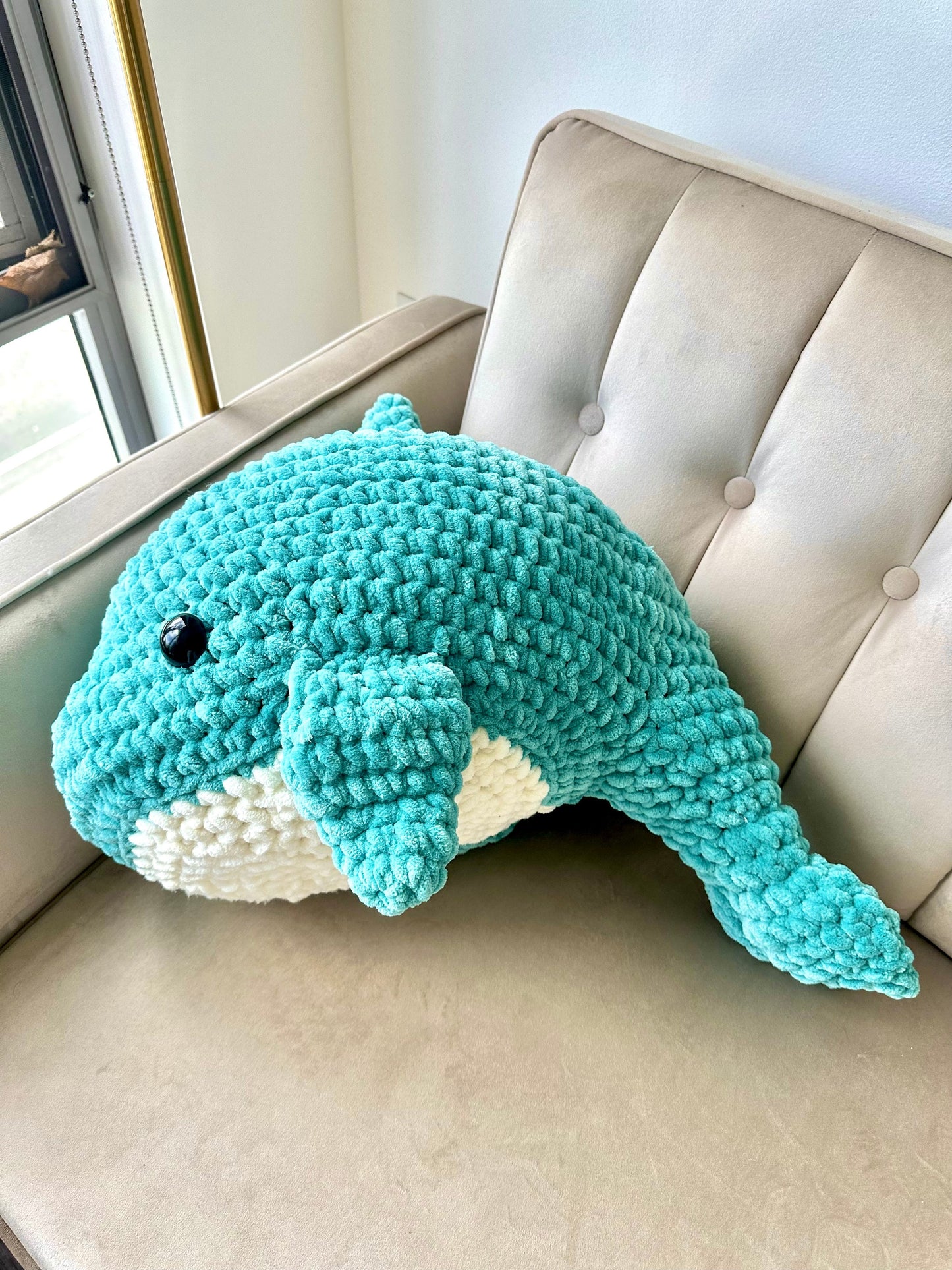 JUMBO Amigurumi Dolphin Plushie, Unique Decor