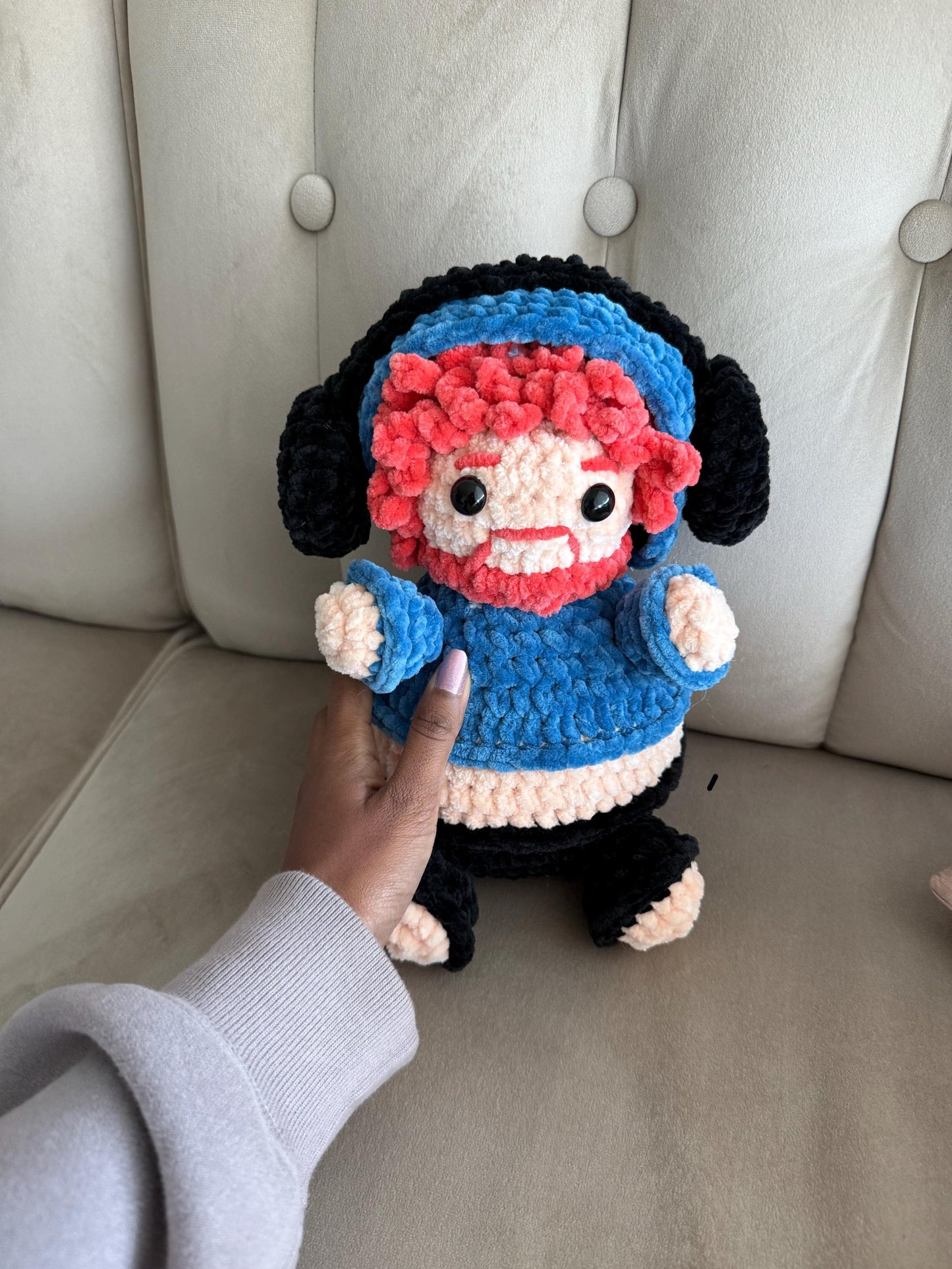 Caseoh Gamer Plushie – Amigurumi with Headphones, Customizable