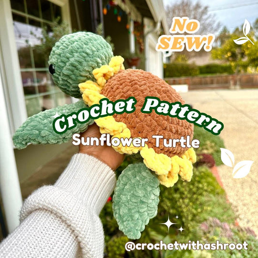 Sunflower Turtle No Sew Crochet Pattern | Amigurumi, Plushie