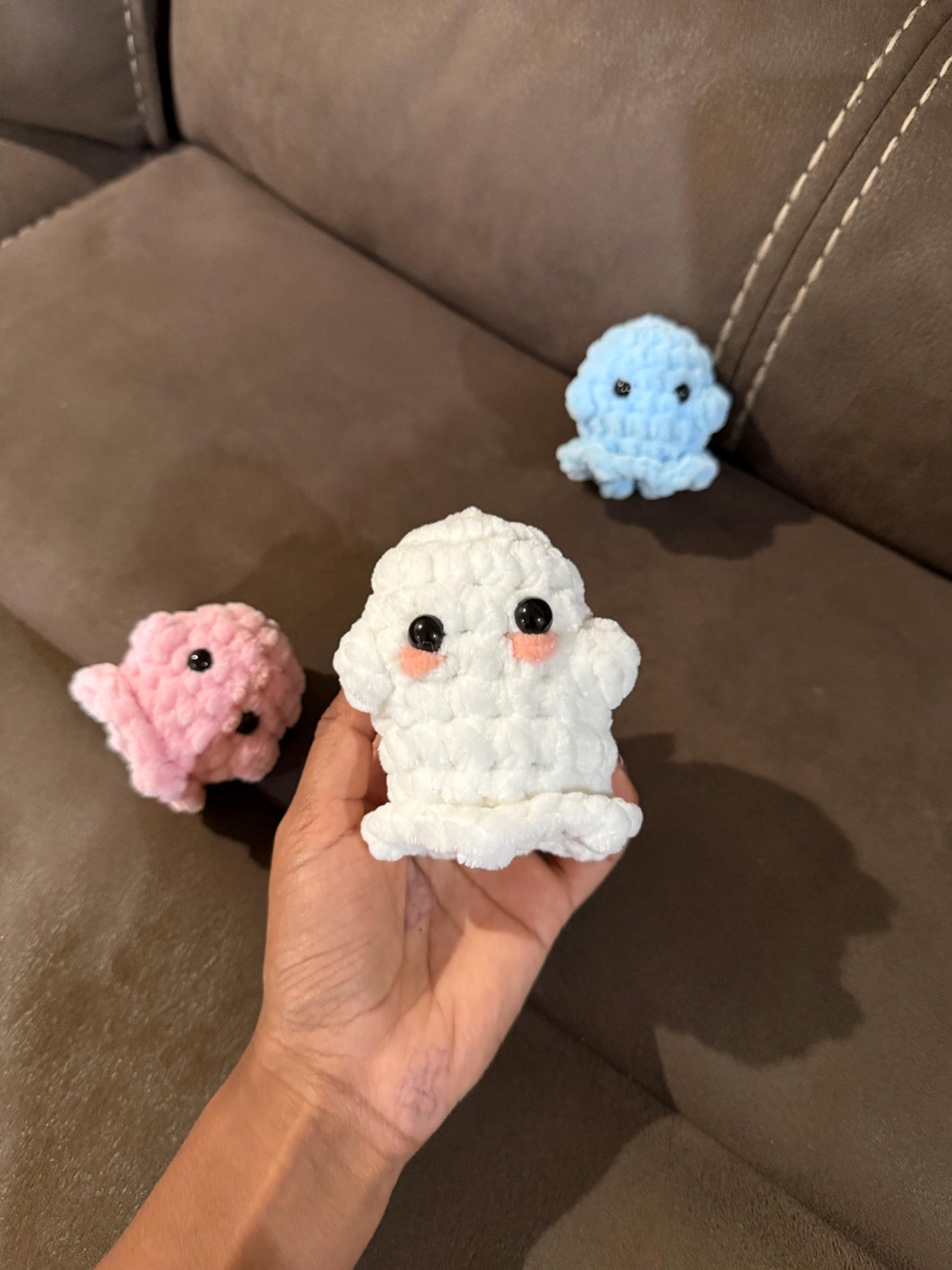 Crochet Ghost Plushie, Super Soft Halloween Stuffed Animal