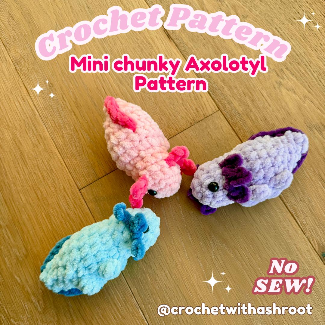 Chunky Amigurumi Axolotl Crochet Pattern: No Sew Mini Plush (PDF Pattern)