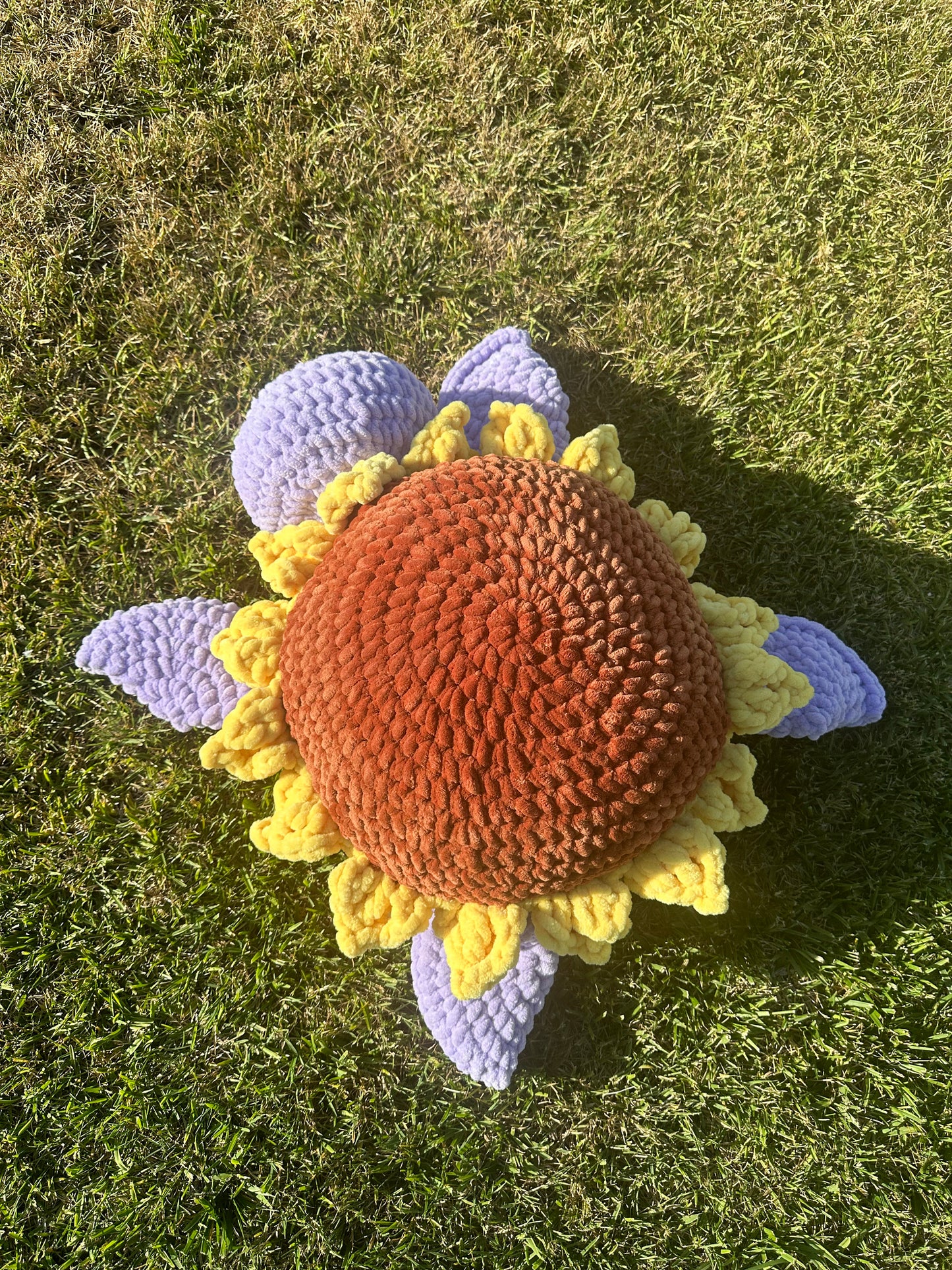 HUGE Crochet Sunflower Turtle Plushie, Amigurumi Decor