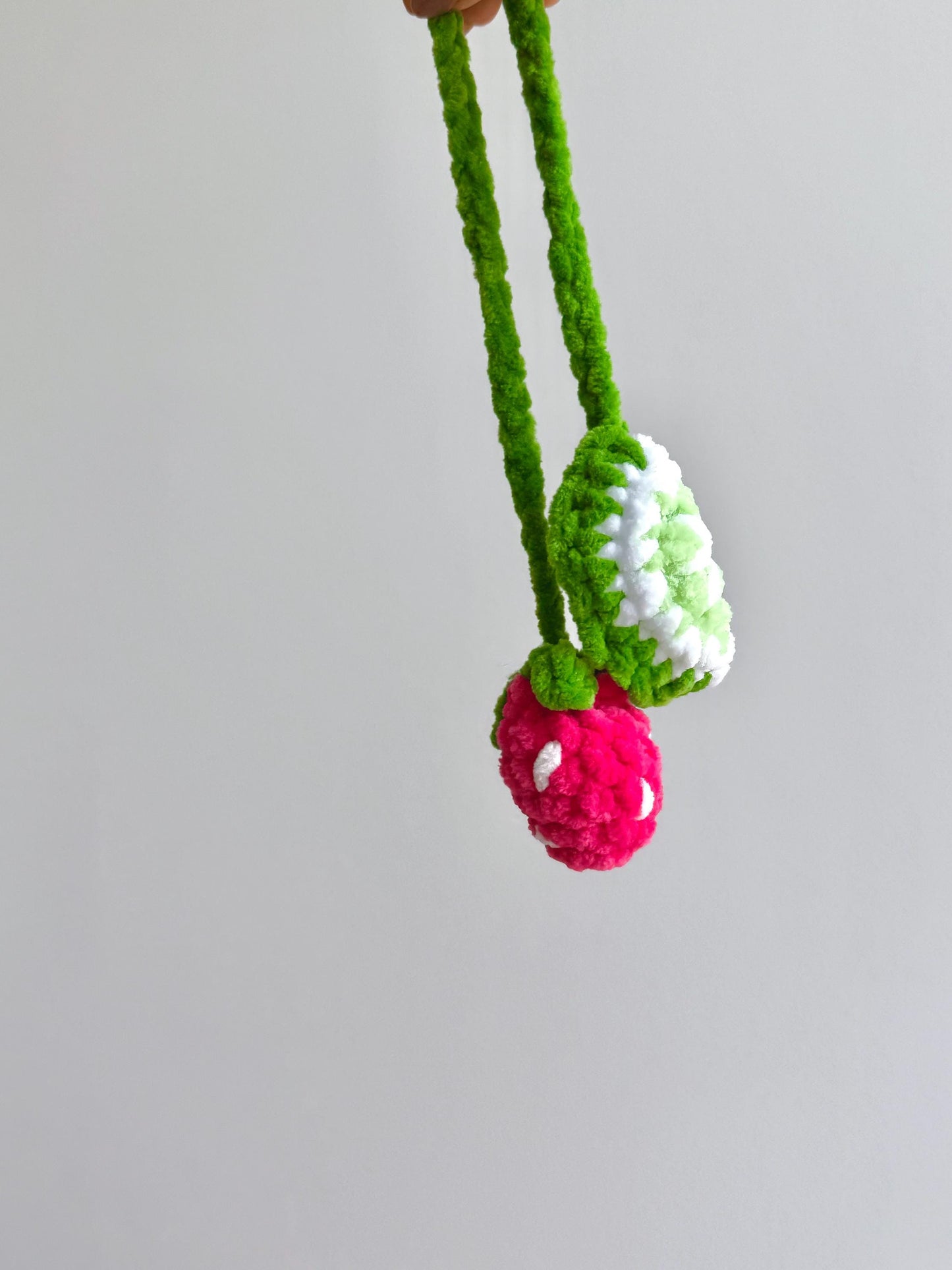 Strawberry Lime Car Hanger, Crochet Fruit Car Charm, Handmade Rearview Mirror Decor, Plushie