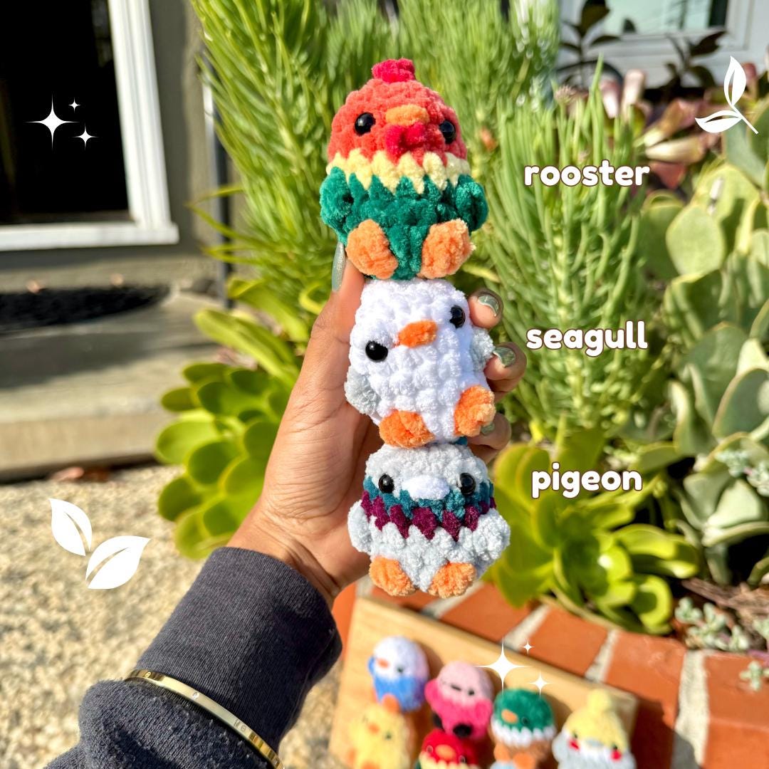Tiny Crochet Bird Plushie, Pocket Pal Gift, Keychain Option