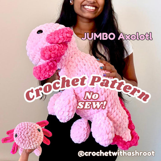 Jumbo Axolotl Amigurumi Pattern: No Sew (PDF Pattern)