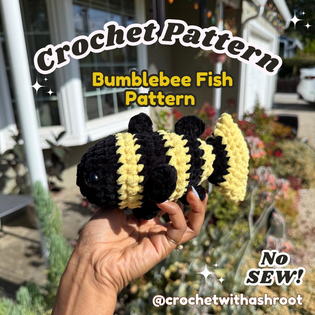 Bumblebee Fish Amigurumi Crochet Pattern: No Sew (US Notation)