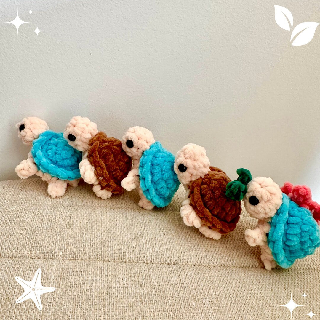 No Sew Crochet Pattern: Pocket Turtle Plushie with Video